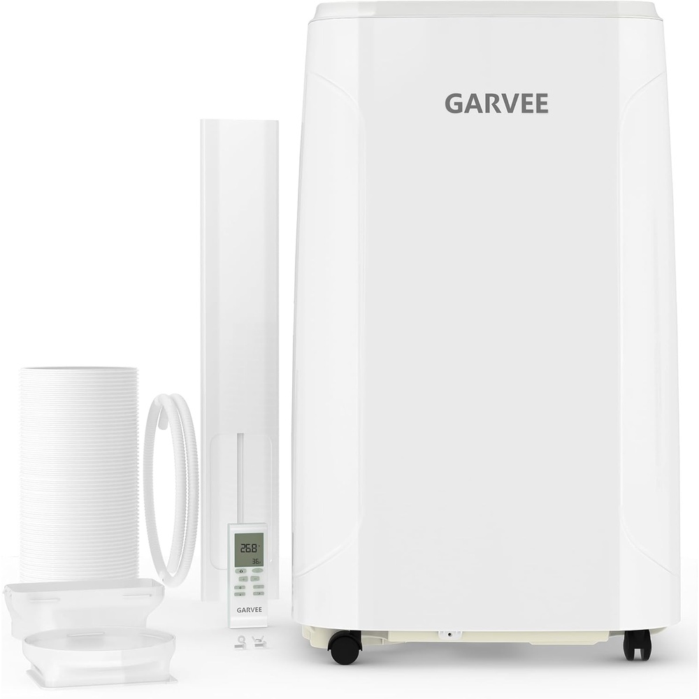 image:imageGarvee Portable Air Conditioner 14000BTU Remote Control Portable AC Unit Dehumidifier Fan 850SqFt CoolDrySwingQuiteLCD DisplayFast Cool Air Purification1400W CEER783GreyWhite
