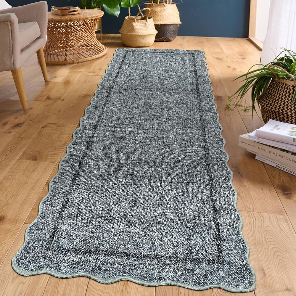 image:imageGarvee Scalloped Washable Rugs 10x14 Rug for Living Room Bedroom Rug Modern Large Area Rug Non Slip Throw Rugs Soft Low Pile Stain Resistant Carpet for Dorm Dining Room Dorm 10x14 BeigeAscallopedgrey