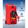 Garvee 16 Gallon Gas Can, Fuel Tank Container with LE Fluid Transfer Manual 10 FT Siphon Pump, Portable Diesel Gas Storage Caddy w/Wheels for Car, ATV, Weeder, Boat, Tractor,Snow Blower,Generator(Red)