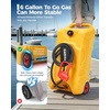 Garvee 16 Gallon Gas Can, Fuel Tank Container with LE Fluid Transfer Manual 10 FT Siphon Pump, Portable Diesel Gas Storage Caddy w/Wheels for Car, ATV, Weeder, Boat, Tractor,Snow Blower,Generator(Yellow)