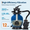 Garvee 19″ Sand Filter Pump for Above Ground Pool with Timer, 1.5HP 6075GPH Swimming Pool Pump & Sand Filter System with 7-Way Valve & Strainer Basket, Pool Pumps Above Ground, Grey(Blue)