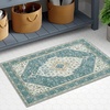 Garvee 3×5 ft Boho Traditional Washable Area Rug,Vintage Medallion Print Carpet,Foldable Non-Shedding Floor Mat with Low Pile Non-Slip Rubber Backing for Dining Room Bedroom Living Room（Grey-Green）(Gray Green)