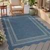 Garvee 9×12 Indoor Outdoor Rugs Easy Jute Scalloped Living Room Rugs with Non Slip Backing, Modern Border Washable Rug Stain Resistant Non Shedding Neutral Mats for Dining Room, Bedroom, Patio, Brown(Scalloped|denim Blue)