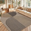 Garvee 9×12 Indoor Outdoor Rugs Easy Jute Scalloped Living Room Rugs with Non Slip Backing, Modern Border Washable Rug Stain Resistant Non Shedding Neutral Mats for Dining Room, Bedroom, Patio, Brown(Rainbow|nature&tan)