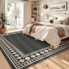 Garvee 9×12 Indoor Outdoor Rugs Easy Jute Scalloped Living Room Rugs with Non Slip Backing, Modern Border Washable Rug Stain Resistant Non Shedding Neutral Mats for Dining Room, Bedroom, Patio, Brown(Bordered|black)