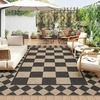 Garvee 9×12 Indoor Outdoor Rugs Easy Jute Scalloped Living Room Rugs with Non Slip Backing, Modern Border Washable Rug Stain Resistant Non Shedding Neutral Mats for Dining Room, Bedroom, Patio, Brown(Checkered|black White)