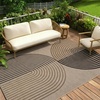 Garvee 9×12 Indoor Outdoor Rugs Easy Jute Scalloped Living Room Rugs with Non Slip Backing, Modern Border Washable Rug Stain Resistant Non Shedding Neutral Mats for Dining Room, Bedroom, Patio, Brown(Rainbow|nature&tan)