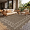 Garvee 9×12 Indoor Outdoor Rugs Easy Jute Scalloped Living Room Rugs with Non Slip Backing, Modern Border Washable Rug Stain Resistant Non Shedding Neutral Mats for Dining Room, Bedroom, Patio, Brown(Scalloped|brown)