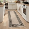 Garvee 9×12 Indoor Outdoor Rugs Easy Jute Scalloped Living Room Rugs with Non Slip Backing, Modern Border Washable Rug Stain Resistant Non Shedding Neutral Mats for Dining Room, Bedroom, Patio, Brown(Bordered|black White)
