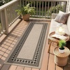 Garvee 9×12 Indoor Outdoor Rugs Easy Jute Scalloped Living Room Rugs with Non Slip Backing, Modern Border Washable Rug Stain Resistant Non Shedding Neutral Mats for Dining Room, Bedroom, Patio, Brown(Bordered|black White)