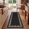 Garvee 9×12 Indoor Outdoor Rugs Easy Jute Scalloped Living Room Rugs with Non Slip Backing, Modern Border Washable Rug Stain Resistant Non Shedding Neutral Mats for Dining Room, Bedroom, Patio, Brown(Neutral|black)