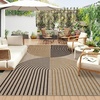 Garvee 9×12 Indoor Outdoor Rugs Easy Jute Scalloped Living Room Rugs with Non Slip Backing, Modern Border Washable Rug Stain Resistant Non Shedding Neutral Mats for Dining Room, Bedroom, Patio, Brown(Rainbow|nature&tan)