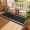 Garvee 9×12 Indoor Outdoor Rugs Easy Jute Scalloped Living Room Rugs with Non Slip Backing, Modern Border Washable Rug Stain Resistant Non Shedding Neutral Mats for Dining Room, Bedroom, Patio, Brown(Neutral|black)
