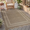 Garvee 9×12 Indoor Outdoor Rugs Easy Jute Scalloped Living Room Rugs with Non Slip Backing, Modern Border Washable Rug Stain Resistant Non Shedding Neutral Mats for Dining Room, Bedroom, Patio, Brown(Scalloped|brown)