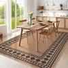 Garvee 9×12 Indoor Outdoor Rugs Easy Jute Scalloped Living Room Rugs with Non Slip Backing, Modern Border Washable Rug Stain Resistant Non Shedding Neutral Mats for Dining Room, Bedroom, Patio, Brown(Bordered|brown)
