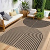 Garvee 9×12 Indoor Outdoor Rugs Easy Jute Scalloped Living Room Rugs with Non Slip Backing, Modern Border Washable Rug Stain Resistant Non Shedding Neutral Mats for Dining Room, Bedroom, Patio, Brown(Rainbow|nature&black)