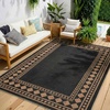 Garvee 9×12 Indoor Outdoor Rugs Easy Jute Scalloped Living Room Rugs with Non Slip Backing, Modern Border Washable Rug Stain Resistant Non Shedding Neutral Mats for Dining Room, Bedroom, Patio, Brown(Bordered|black Brown)