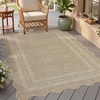 Garvee 9×12 Indoor Outdoor Rugs Easy Jute Scalloped Living Room Rugs with Non Slip Backing, Modern Border Washable Rug Stain Resistant Non Shedding Neutral Mats for Dining Room, Bedroom, Patio, Brown(Scalloped|nature)