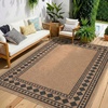 Garvee 9×12 Indoor Outdoor Rugs Easy Jute Scalloped Living Room Rugs with Non Slip Backing, Modern Border Washable Rug Stain Resistant Non Shedding Neutral Mats for Dining Room, Bedroom, Patio, Brown(Bordered|brown)
