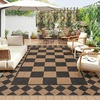 Garvee 9×12 Indoor Outdoor Rugs Easy Jute Scalloped Living Room Rugs with Non Slip Backing, Modern Border Washable Rug Stain Resistant Non Shedding Neutral Mats for Dining Room, Bedroom, Patio, Brown(Checkered|black Brown)