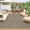 Garvee 9×12 Indoor Outdoor Rugs Easy Jute Scalloped Living Room Rugs with Non Slip Backing, Modern Border Washable Rug Stain Resistant Non Shedding Neutral Mats for Dining Room, Bedroom, Patio, Brown(Striped|nature)
