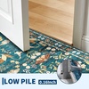 Garvee 9×12 Washable Area Rug, Non-Slip Low Pile Rug with Butterfly Floral, Stain Resistance Carpet for Living Room, Bedroom, Dining Room, Black(Dark Green)