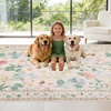 Garvee 9×12 Washable Floral Area Rug, Non-Slip Low Pile Rug, Stain Resistance Carpet for Living Room, Bedroom, Dining Room, Brown(Beige)