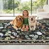 Garvee 9×12 Washable Floral Area Rug, Non-Slip Low Pile Rug, Stain Resistance Carpet for Living Room, Bedroom, Dining Room, Brown(Black)