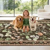 Garvee 9×12 Washable Floral Area Rug, Non-Slip Low Pile Rug, Stain Resistance Carpet for Living Room, Bedroom, Dining Room, Brown(Brown)
