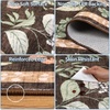 Garvee 9×12 Washable Floral Area Rug, Non-Slip Low Pile Rug, Stain Resistance Carpet for Living Room, Bedroom, Dining Room, Brown(Brown)