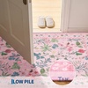 Garvee 9×12 Washable Floral Area Rug, Non-Slip Low Pile Rug, Stain Resistance Carpet for Living Room, Bedroom, Dining Room, Brown(Pink)
