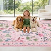 Garvee 9×12 Washable Floral Area Rug, Non-Slip Low Pile Rug, Stain Resistance Carpet for Living Room, Bedroom, Dining Room, Brown(Pink)