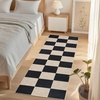 Garvee Easy Jute Modern Striped Rug 5×7 Area Rugs for Living Room Washable Rugs Bedroom Rug Stain Resistant Non Slip Floor Cover for Dining Room Office Nursery, Black&Brown(Checkered – Black/White)
