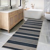 Garvee Easy Jute Modern Striped Rug 5×7 Area Rugs for Living Room Washable Rugs Bedroom Rug Stain Resistant Non Slip Floor Cover for Dining Room Office Nursery, Black&Brown(Striped – Navy)