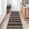 Garvee Easy Jute Modern Striped Rug 5×7 Area Rugs for Living Room Washable Rugs Bedroom Rug Stain Resistant Non Slip Floor Cover for Dining Room Office Nursery, Black&Brown(Striped – Black&brown)