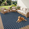 Garvee Easy Jute Rug 4×6 Outdoor Patio Rug, Washable Indoor Kitchen Rugs Non Slip Low Pile Stain Resistant Farmhouse Neutral Striped Area Rug for Entrance Living Room Backyard Bedroom 4’x6′(Striped|navy)