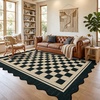 Garvee Easy Jute Rug 4×6 Outdoor Patio Rug, Washable Indoor Kitchen Rugs Non Slip Low Pile Stain Resistant Farmhouse Neutral Striped Area Rug for Entrance Living Room Backyard Bedroom 4’x6′(Checkered|black)