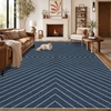 Garvee Easy Jute Rug 4×6 Outdoor Patio Rug, Washable Indoor Kitchen Rugs Non Slip Low Pile Stain Resistant Farmhouse Neutral Striped Area Rug for Entrance Living Room Backyard Bedroom 4’x6′(Striped|navy)