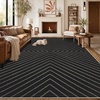 Garvee Easy Jute Rug 4×6 Outdoor Patio Rug, Washable Indoor Kitchen Rugs Non Slip Low Pile Stain Resistant Farmhouse Neutral Striped Area Rug for Entrance Living Room Backyard Bedroom 4’x6′(Striped|black)