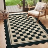 Garvee Easy Jute Rug 4×6 Outdoor Patio Rug, Washable Indoor Kitchen Rugs Non Slip Low Pile Stain Resistant Farmhouse Neutral Striped Area Rug for Entrance Living Room Backyard Bedroom 4’x6′(Checkered|black)