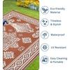 Garvee Outdoor Rug 8×10 Vintage Medallion Outdoor Rug Waterproof Patio Rugs Plastic Carpet RV Mat Carpet for Patio, Outside Entry, Backyard, Deck, Bench, Picnic, Camper，Blue/Grey(Medallion – Orange & White)