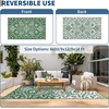 Garvee Outdoor Rug 8×10 Vintage Medallion Outdoor Rug Waterproof Patio Rugs Plastic Carpet RV Mat Carpet for Patio, Outside Entry, Backyard, Deck, Bench, Picnic, Camper，Blue/Grey(Boho – Green/White)