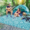 Garvee Outdoor Rug 8×10 Vintage Medallion Outdoor Rug Waterproof Patio Rugs Plastic Carpet RV Mat Carpet for Patio, Outside Entry, Backyard, Deck, Bench, Picnic, Camper，Blue/Grey(Boho – Light Blue/White)