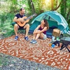 Garvee Outdoor Rug 8×10 Vintage Medallion Outdoor Rug Waterproof Patio Rugs Plastic Carpet RV Mat Carpet for Patio, Outside Entry, Backyard, Deck, Bench, Picnic, Camper，Blue/Grey(Brick Red&white)