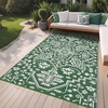 Garvee Outdoor Rug 8×10 Vintage Medallion Outdoor Rug Waterproof Patio Rugs Plastic Carpet RV Mat Carpet for Patio, Outside Entry, Backyard, Deck, Bench, Picnic, Camper，Blue/Grey(Boho – Green/White)