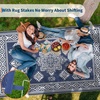 Garvee Outdoor Rug 8×10 Vintage Medallion Outdoor Rug Waterproof Patio Rugs Plastic Carpet RV Mat Carpet for Patio, Outside Entry, Backyard, Deck, Bench, Picnic, Camper，Blue/Grey(Medallion – Navy Blue & White)