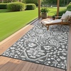 Garvee Outdoor Rug 8×10 Vintage Medallion Outdoor Rug Waterproof Patio Rugs Plastic Carpet RV Mat Carpet for Patio, Outside Entry, Backyard, Deck, Bench, Picnic, Camper，Blue/Grey(Boho – Gray/White)