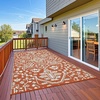 Garvee Outdoor Rug 8×10 Vintage Medallion Outdoor Rug Waterproof Patio Rugs Plastic Carpet RV Mat Carpet for Patio, Outside Entry, Backyard, Deck, Bench, Picnic, Camper，Blue/Grey(Brick Red/White)