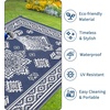 Garvee Outdoor Rug 8×10 Vintage Medallion Outdoor Rug Waterproof Patio Rugs Plastic Carpet RV Mat Carpet for Patio, Outside Entry, Backyard, Deck, Bench, Picnic, Camper，Blue/Grey(Medallion – Navy Blue & White)