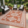 Garvee Outdoor Rug 8×10 Vintage Medallion Outdoor Rug Waterproof Patio Rugs Plastic Carpet RV Mat Carpet for Patio, Outside Entry, Backyard, Deck, Bench, Picnic, Camper，Blue/Grey(Medallion – Orange & White)